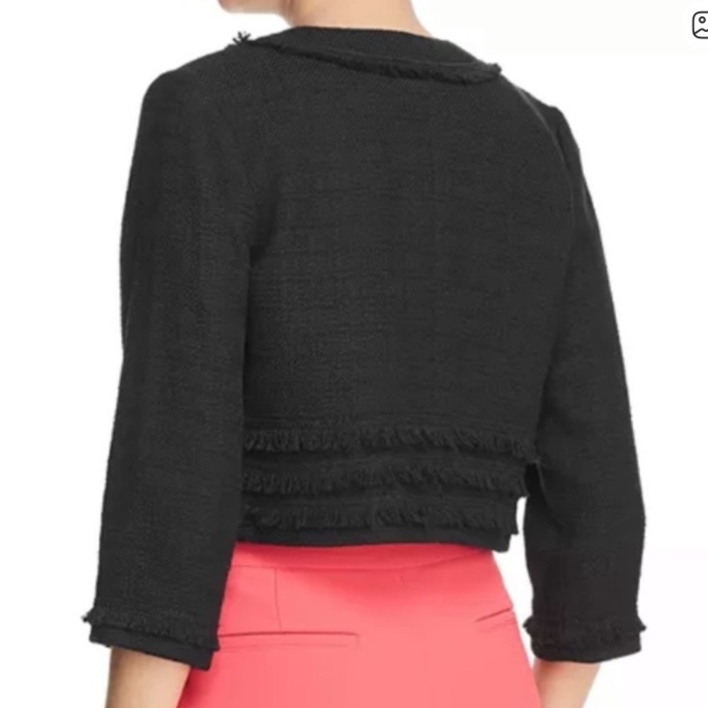 Karl Lagerfeld Black Cropped Fringe Jacket - Picture 2 of 8